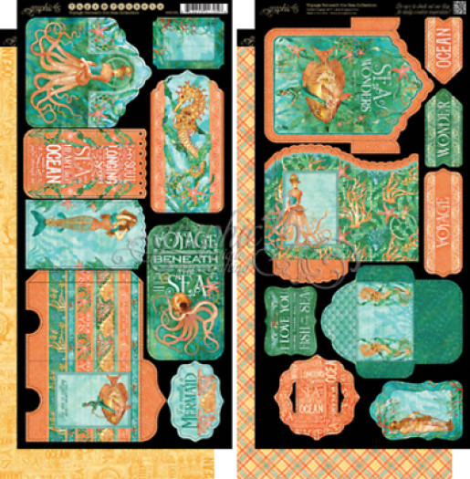 Graphic 45 Voyage Beneath the Sea Mermaid 12″ Cardstock Pocket Tags Journaling
