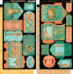 Graphic 45 Voyage Beneath the Sea Mermaid 12″ Cardstock Pocket Tags Journaling