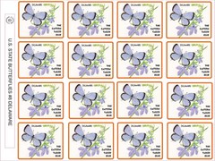 DELAWARE STATE BUTTERFLY – THE EASTERN TAILED BLUE SIZE 2.5″ X 2″ – 16 PER SHEET
