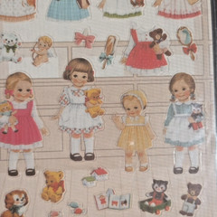 NEW! AFROCAT PAPER DOLL MATE DECO STICKER SET 007, STICKERS 1 sheet 4 mini dolls
