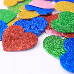 Glitter Foam Stickers Self Adhesive Craft Shapes Stars Hearts Flowers 6PCS