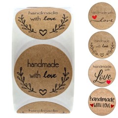 500pcs Kraft Paper Stickers Vintage Thank You Labels Handmade With Love