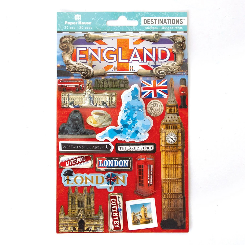 England London Vacation 3D Stickers Scrapbook Planner Travel Journal Crafts