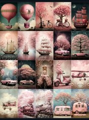 20 Pcs Pink Transportation Tags Junk Journal Scrapbook USA Seller