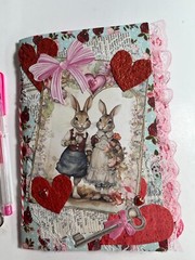 valentines junk journal scrapbook tassel pen clip 62 rabbits pink bow
