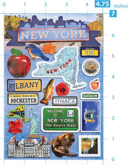 Die-Cut Dimensional & Foil Accent Travel Scrapbook Sticker Sheet – New York Stat