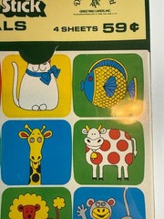 Vintage Drawing Board Quick-Stick Seals Animal Stickers Sealed 4 Sheets Elephant