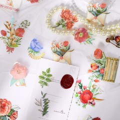 Flower Floral Stickers PET 40PCS Pressed Dried Scrapbook Supply Papercraft DIY