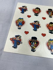 Valentine’s Day Vintage Sticker Sheet Little Girls Boys 1950’s Look Hearts Love