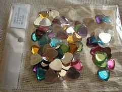 8MM HEART ACRYLIC RHINESTONE FLATBACK PINK CLEAR RED