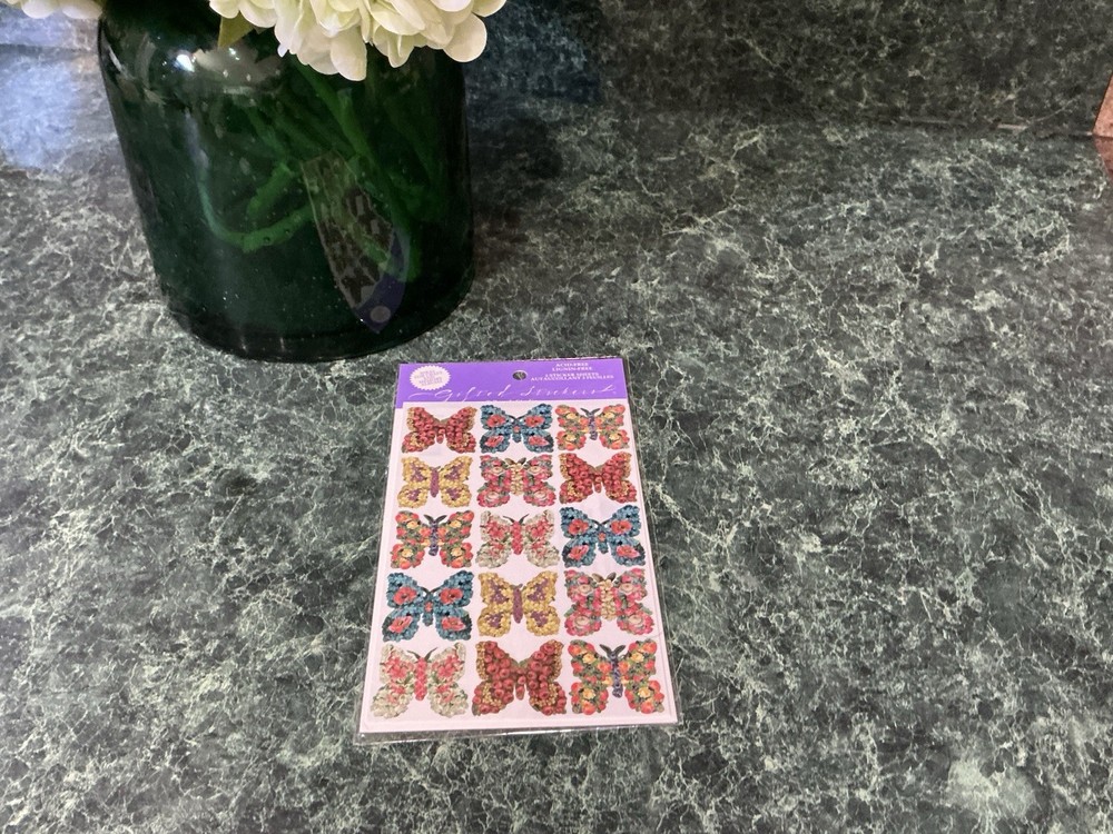 NIP 2 Sheets Vintage Punch Studio Butterfly Butterflies Stickers Super Rare!