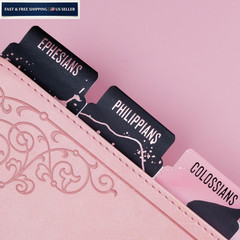 UPAFEXXI-Laminated Bible Tabs (Pink and Black Foil Embossed Lettering), Pink4