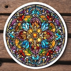 3×3” Stained Glass Window Colourful Flower Sticker NEW DESIGN!