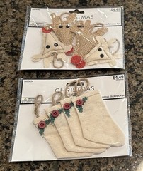 Hobby Lobby Christmas Crafts Burlap & Canvas Reindeer Canvas Stockings 8 Pieces