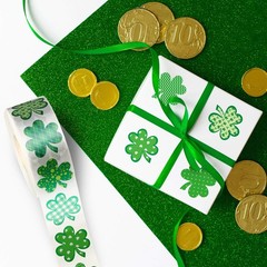 1500 Pcs St. Patrick’s Day Shamrock Sticker Irish Roll Adhesive Clover Sticke…