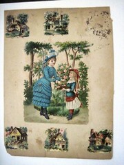 1800’s Page out of A Scrapbook w/ Beautiful Die Cuts Pasted on Page *