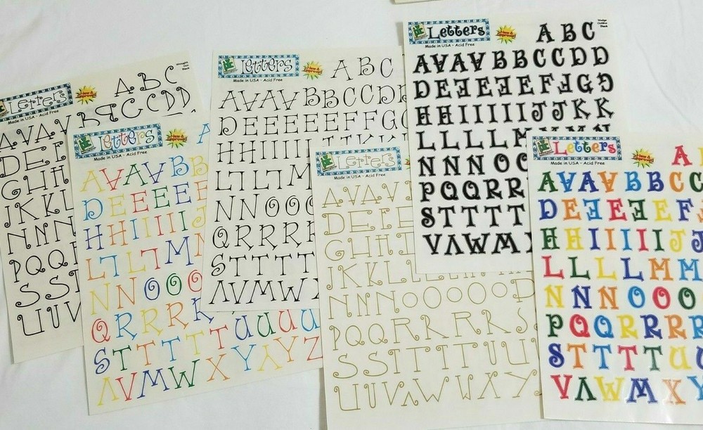 NEW Lot 6 Sets Provo Craft Letters Numbers Black Multi Gold Acid Free -F