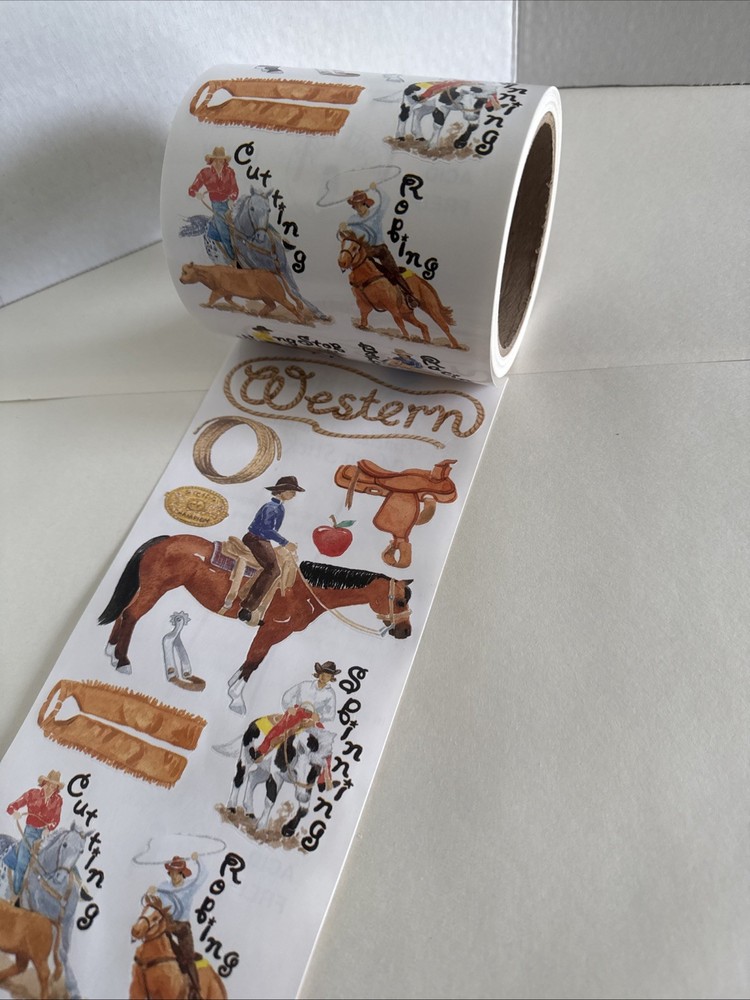 Western Horse Rider Sticker ROLL NRN Designs Scrapbook Stickers Roping Cutting