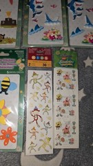 Set of 12 puffy foam 3D stickers plus Sock Monkey and Sponge Bob strips.