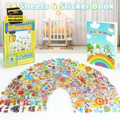 24 Sheets 500 + Stickers for Kids, Toddlers 2,3,4 Years Old, Teacher Reward Stic