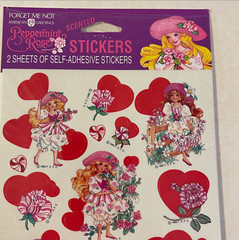 VTG Peppermint Rose Valentine Stickers Scented Hearts Carlton Cards ‘93 Lot Of 2