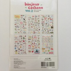 Korean Bonjour Cochonn (Hello Pig) 6 sheet transparent STICKERS Kawaii US Seller
