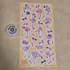 Stickii Club Pipsticks Pink Cute Flamingo Sticker Sheet Bundle summer colorful