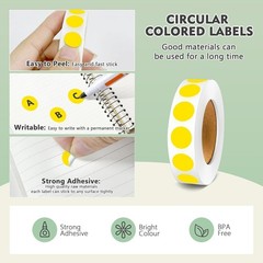 10000pcs 1/2 Inch Diameter Round Color-Code Dot Stickers, 10 Rolls Adhesive Y…