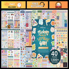 Ultimate 1500+ Sticker Pack for Planners – 40 Pages, 6” x 9”, Seasonal & Holiday