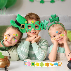 Whaline St. Patrick’s Day Stickers Roll Holographic Seal Stickers Sparkly Funny