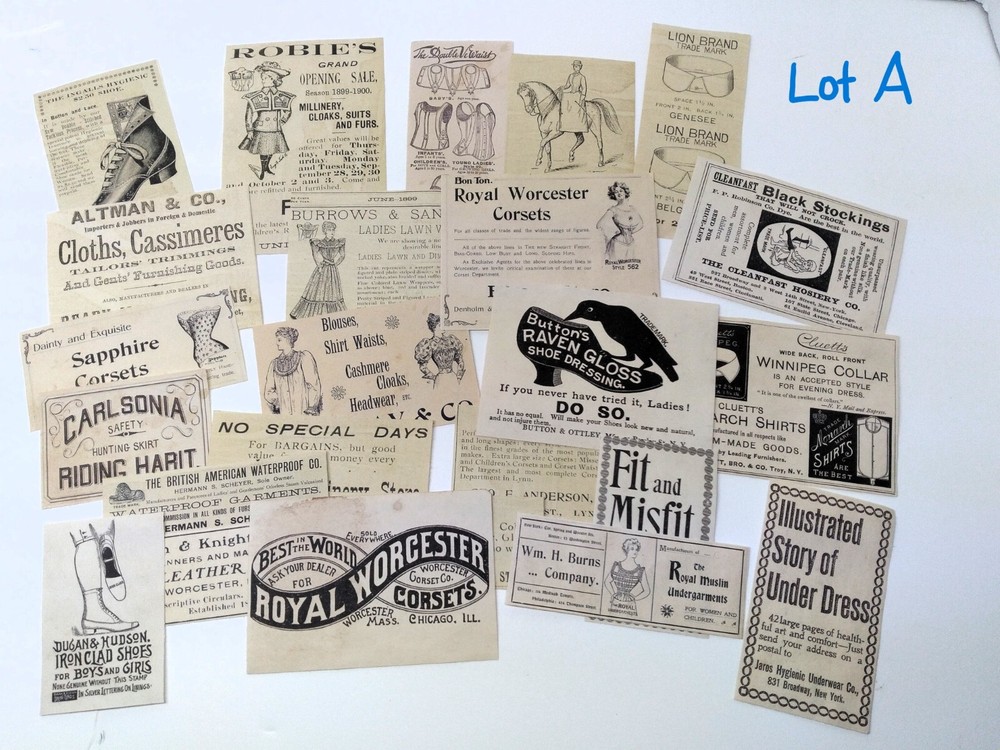 FASHION 24pc LOT A Ephemera Paper Pack Junk Journal Vintage Ads Collage Art