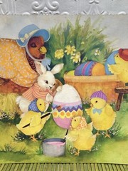 VTG Mother Hen Chicks Card Stock Ephemera Decoupage Junk Journal Smash Book