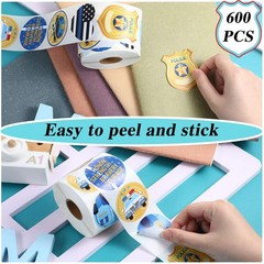 600 Pcs Police Stickers for Kids Police Party Favors Badge Stickers Officer Roll
