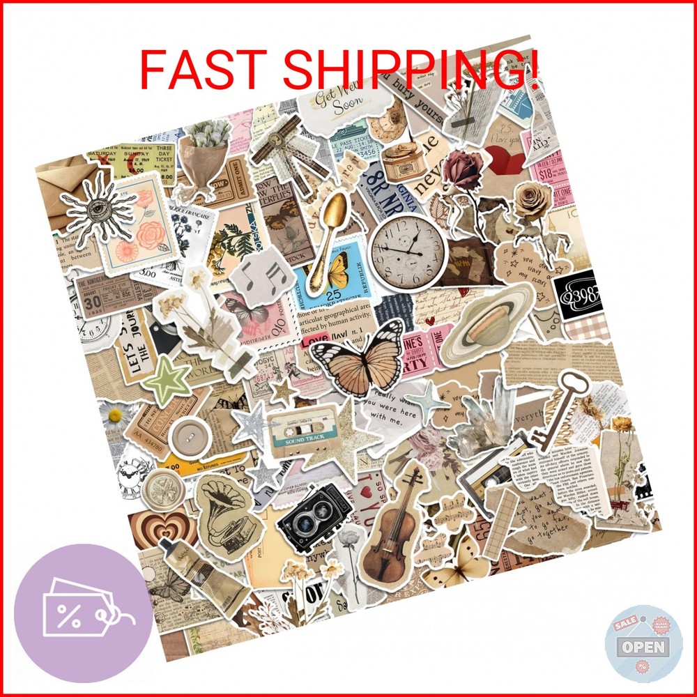 300 Pcs Vintage Stickers, Junk Journal Supplies, Cute Stickers for Journaling Su