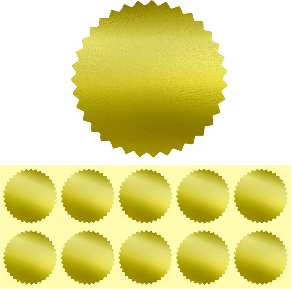 200 PCS Gold Foil Stickers – 2» Gold Stickers for Envelope Seals | Metallic Emb