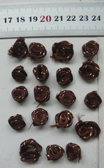 Satin Metallic ROSE Packs – 19 BROWN with Gold Trim – 12-14mm Across VerCFrnt