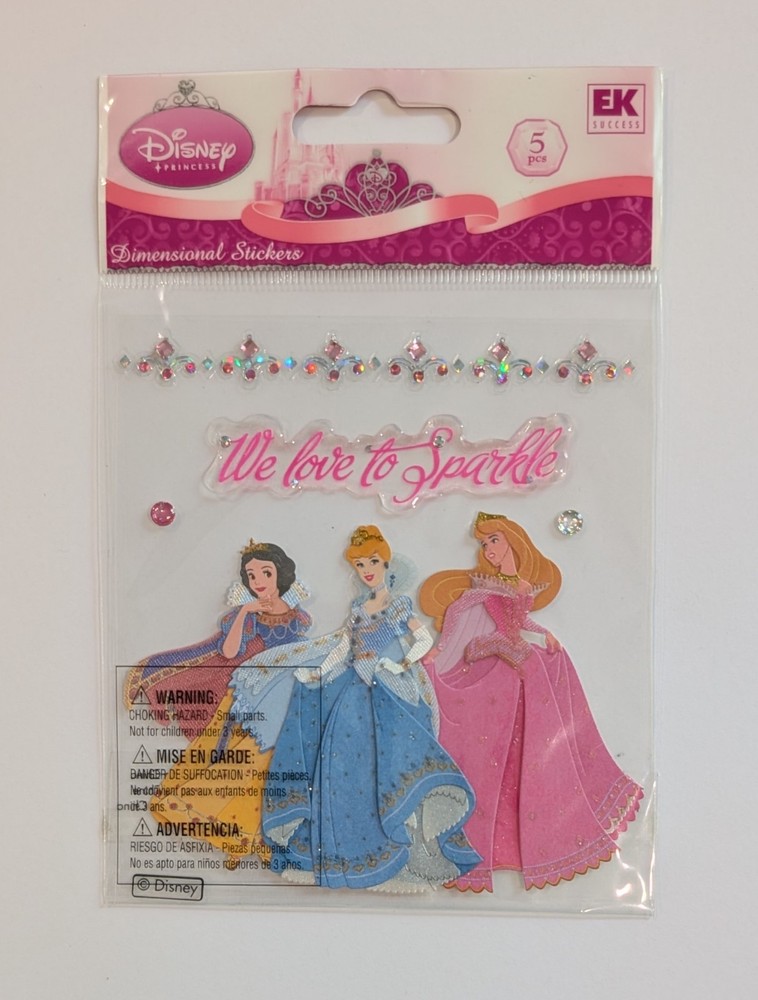 RARE Disney Princess Snow White Cinderella Aurora Scrapbook Stickers EK Success