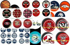 12- Football Basketball Hockey Muffin Cake Toppers Scrapbook BottleCap ST
