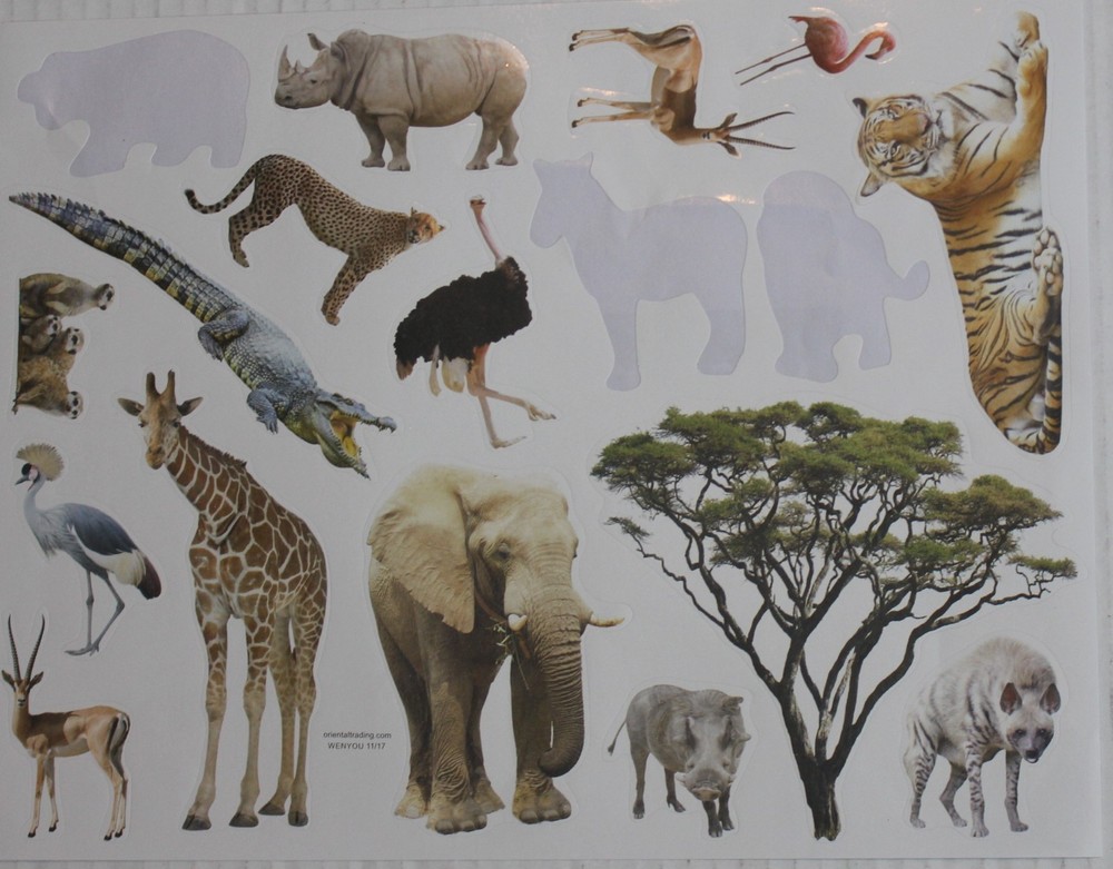 New Scrapbooking Stickers ZOO SAFARI meercat lion flamingo rhino tiger ostrich