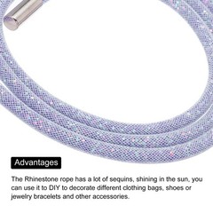 6mm x 120cm Rhinestone Tube Rope Bling Crystal White Mesh Light Purple Sequins