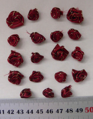 Satin Metallic ROSE Packs – 19 BURGUNDY with Gold Trim – 13-17mm Across VerCFrnt