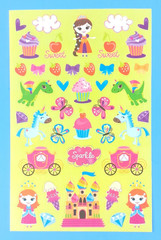 Vintage Princess Castle Cupcakes Dragons Unicorns Sweet Treats Sticker Sheet