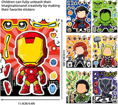 24 Sheets Make Your Own Superhero Stickers for Kids, Art Craft Party Supplies