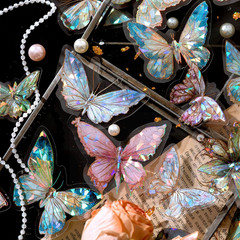 Butterfly Stickers Set Ice Crystals Holographic Shiny Transparent Resin Waterpro