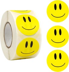 Smiling Face Stickers, 500PCS Happy Face Stickers, 1 Inch Yellow Happy Face Deca