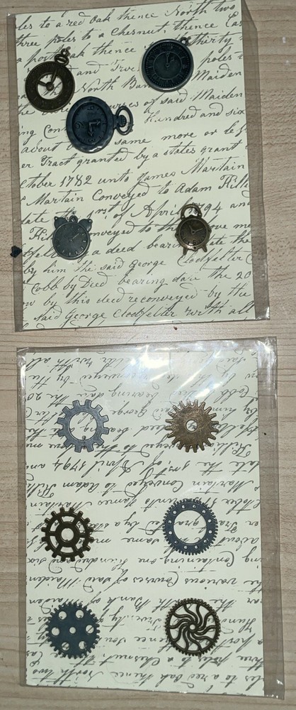 Michaels- 2 Metal Icons Scrapbook Steampunk Gear /Clock Crafting Embellishments