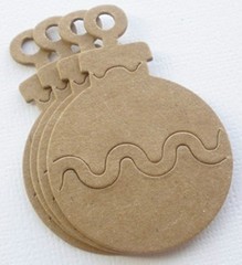 (6) MiNi ORNAMENTS – Christmas Raw/Bare/Unfinished Chipboard Die cut