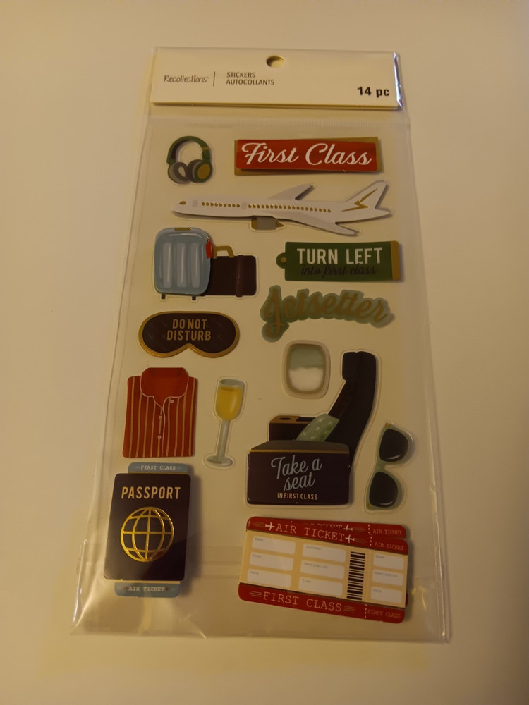 Recollections Stickers Travel First Class Plane Seat Luggage Passport Tickets