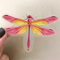 50Pcs Dragonfly Stickers for Scrapbooking, PET Transparent Decorative Stickers S