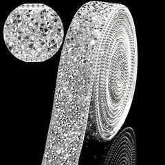 Silver 108″ x 1″ Bling Rhinestone Crystal Diamond DIY Decor Strip Sticker Decal